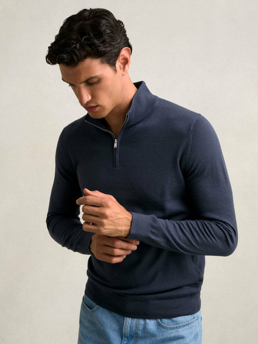 Merino Wool Half-Zip Jumper  | Mens