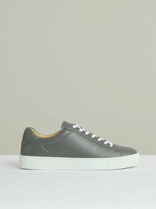 Leather Low-Top Trainers Graphite Grey | Mens
