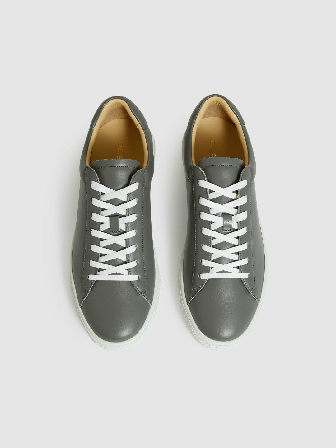 Leather Low-Top Trainers Graphite Grey | Mens