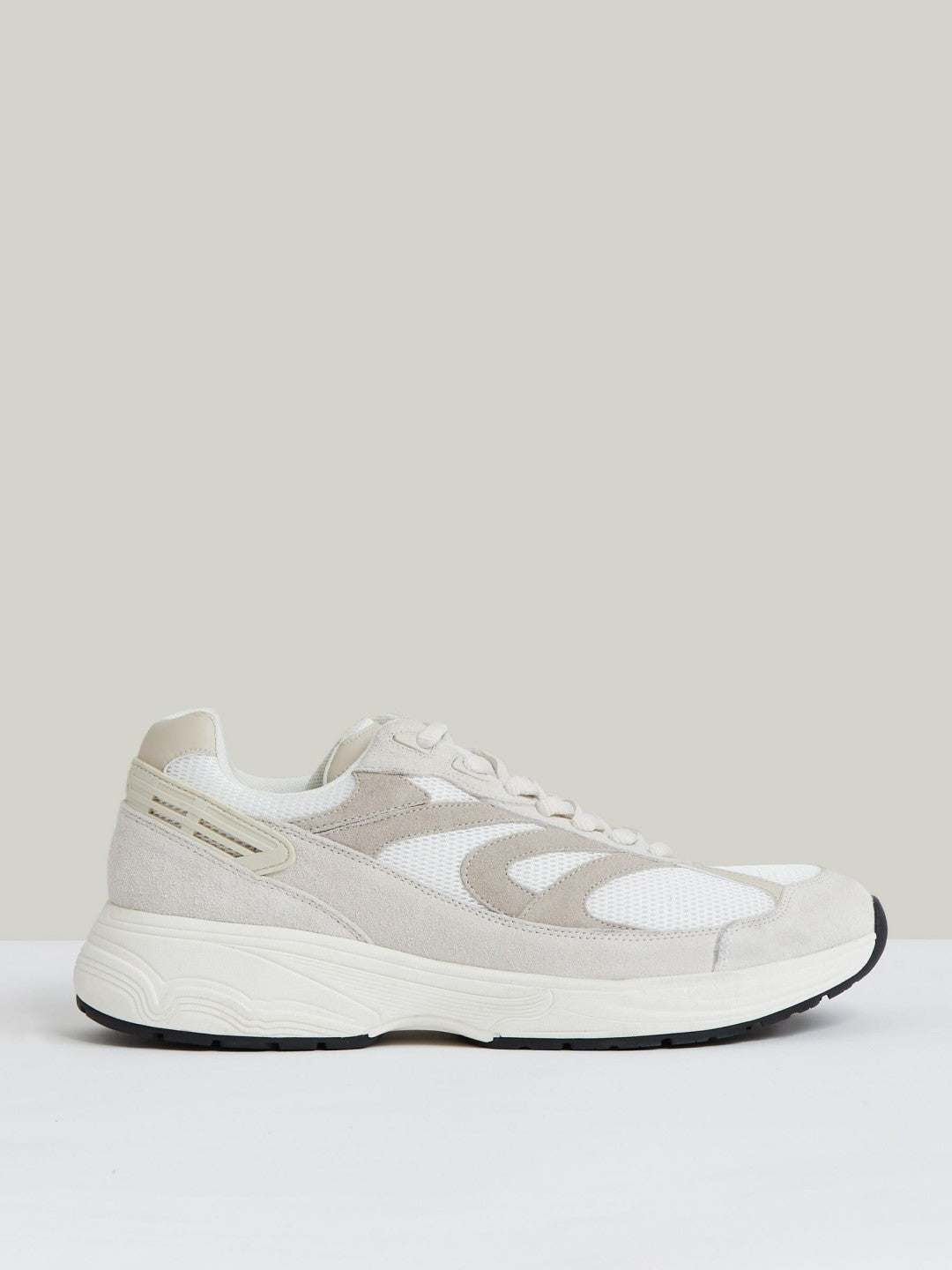 Panelled Running Trainers Off White/Stone | Mens