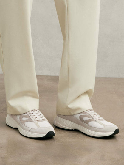 Panelled Running Trainers Off White/Stone | Mens