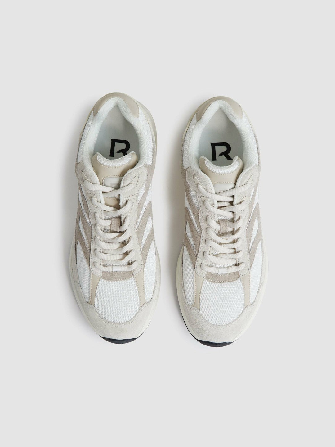 Panelled Running Trainers Off White/Stone | Mens
