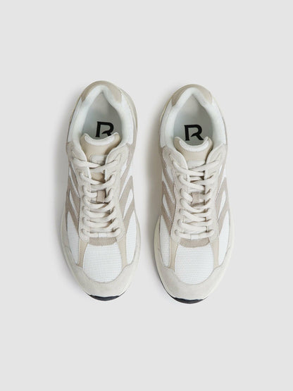Panelled Running Trainers Off White/Stone | Mens
