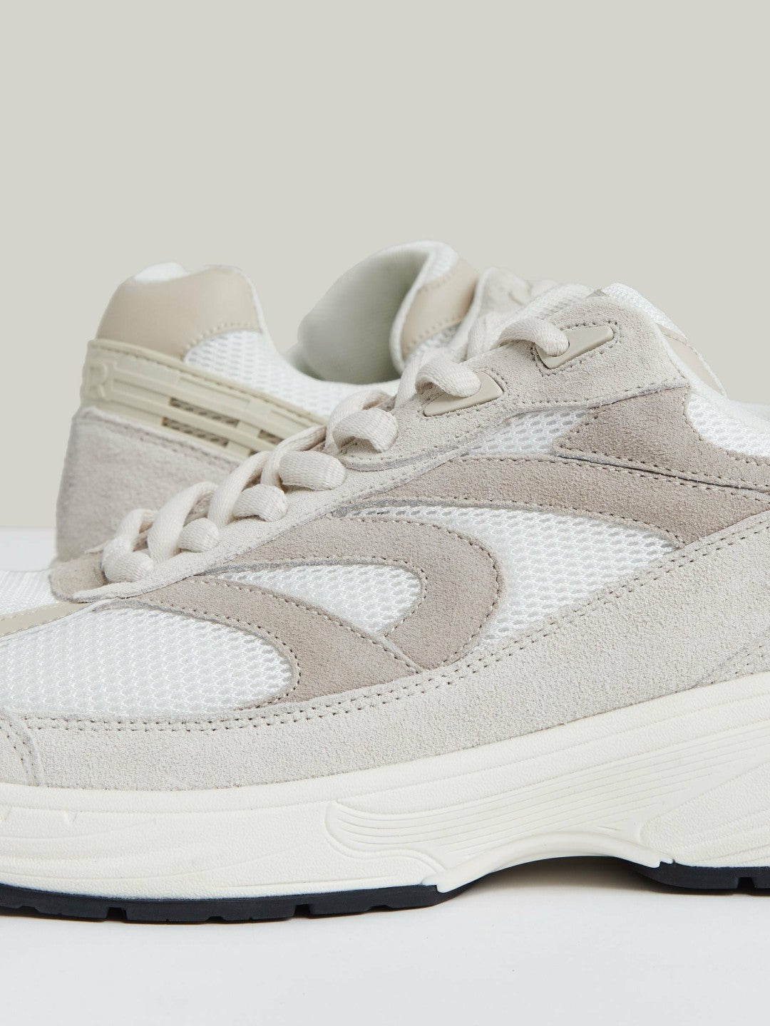 Panelled Running Trainers Off White/Stone | Mens