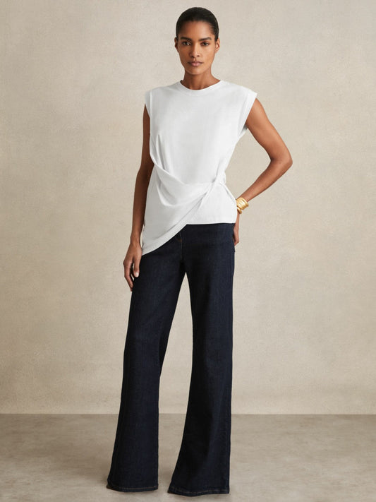 Cotton Drape T-Shirt White | Womens