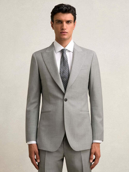 Slim-Fit Wool Single Breasted Suit Blazer Mid Grey | Mens