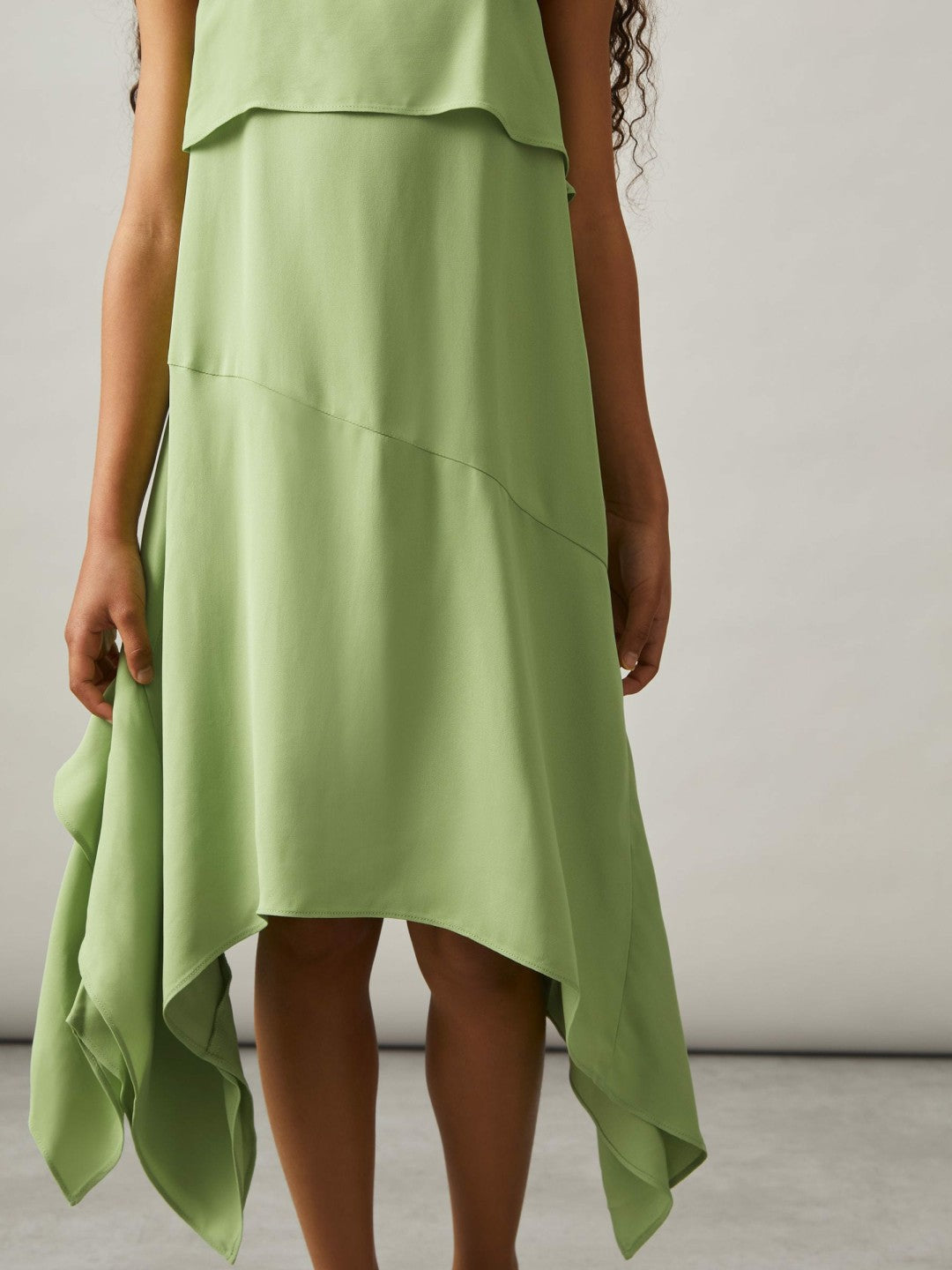 13-14 yrs Handkerchief-Hem Sleeveless Dress Green | Children