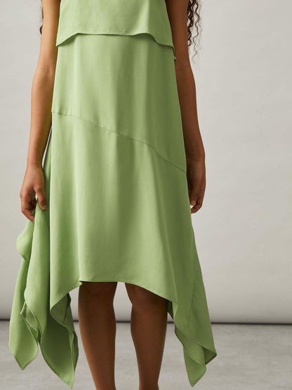 13-14 yrs Handkerchief-Hem Sleeveless Dress Green | Children