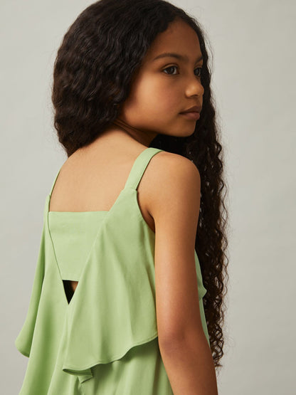 13-14 yrs Handkerchief-Hem Sleeveless Dress Green | Children