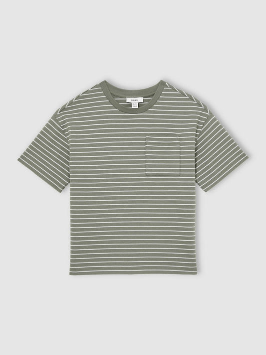 13-14 yrs Cotton-Blend Stripe T-Shirt Sage/White | Children