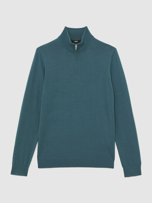 Merino Wool Half Zip Jumper Orion Blue | Mens