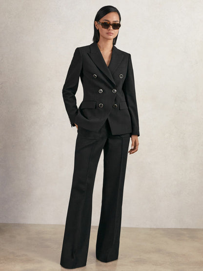 Wool-Blend Double-Breasted Blazer Black | Womens