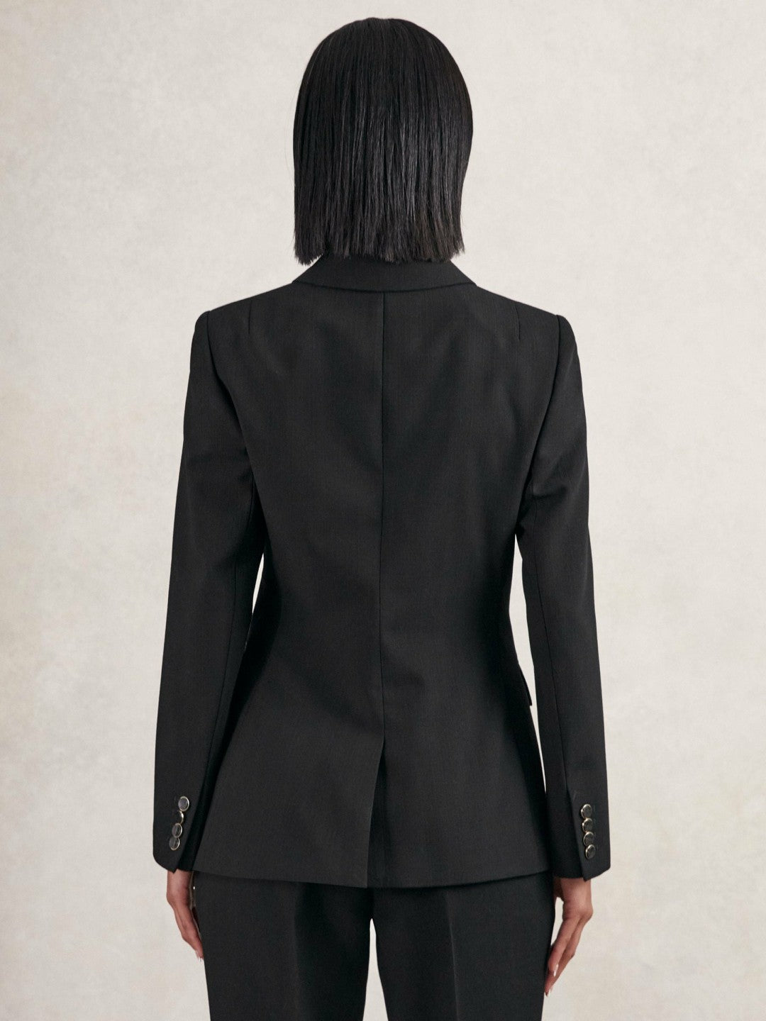 Wool-Blend Double-Breasted Blazer Black | Womens