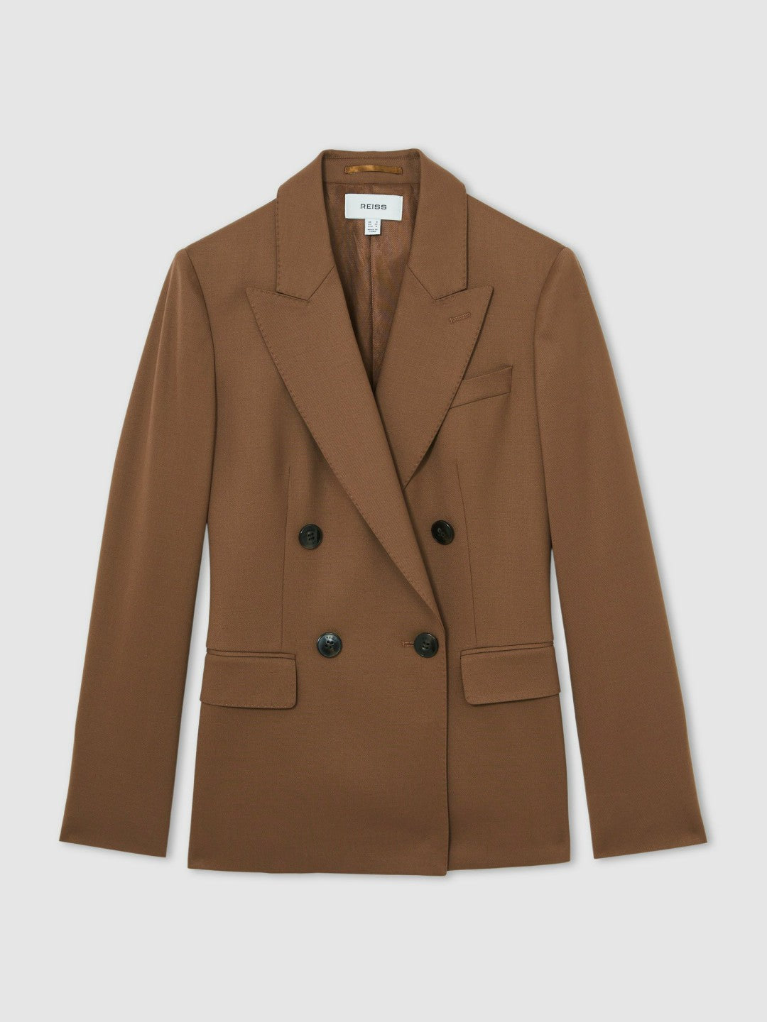 Wool-Blend Double-Breasted Suit Blazer Tan | Womens