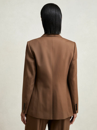Wool-Blend Double-Breasted Suit Blazer Tan | Womens