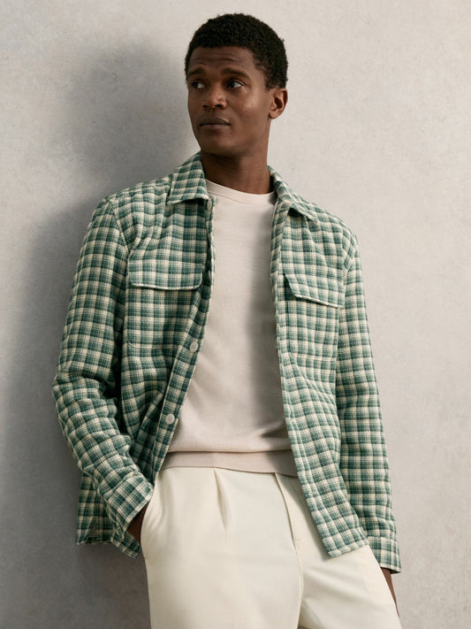 Woven Check Twin Pocket Overshirt Green Multi | Mens