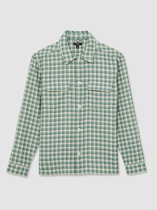 Woven Check Twin Pocket Overshirt Green Multi | Mens