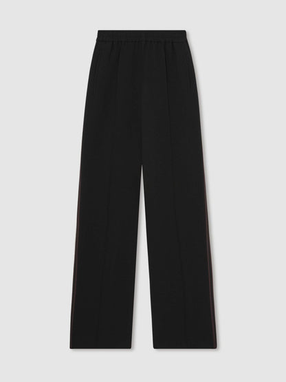 Petite Side-Stripe Wide-Leg Trousers Black | Womens