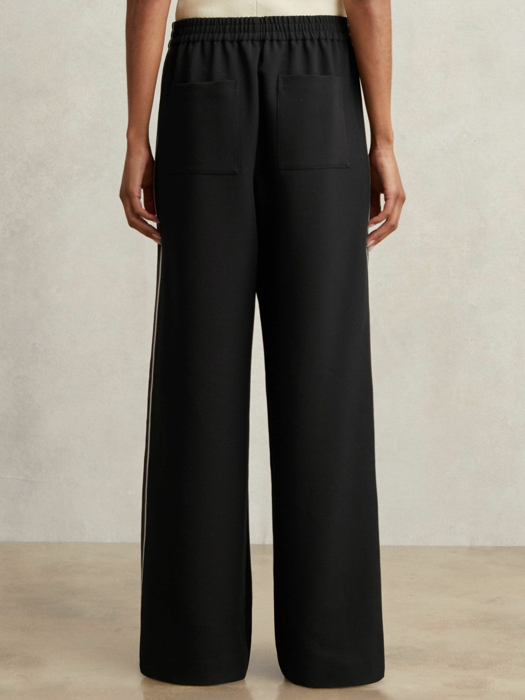Petite Side-Stripe Wide-Leg Trousers Black | Womens