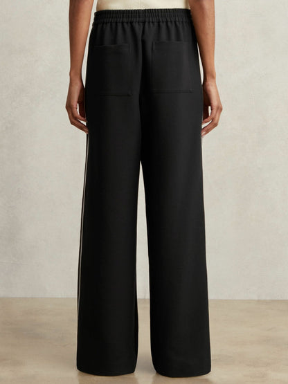 Petite Side-Stripe Wide-Leg Trousers Black | Womens