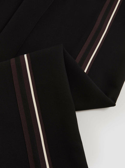 Petite Side-Stripe Wide-Leg Trousers Black | Womens