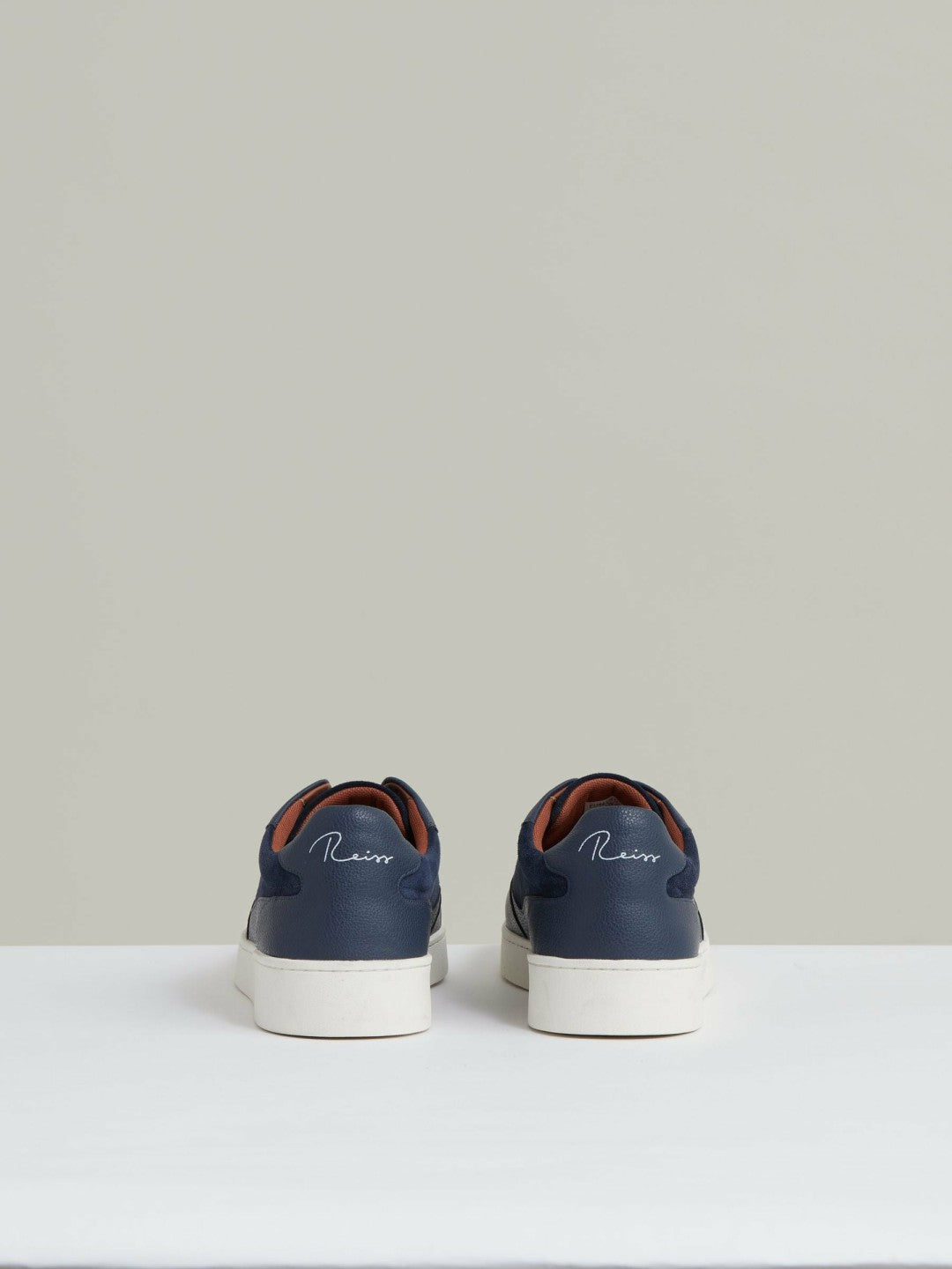 Leather Elasticated-Lace Trainers Navy Blue | Mens
