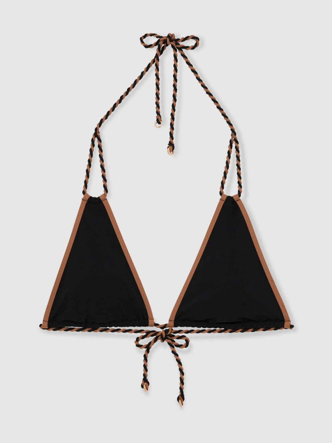Triangle Twist-Strap Bikini Top Black/Brown | Womens