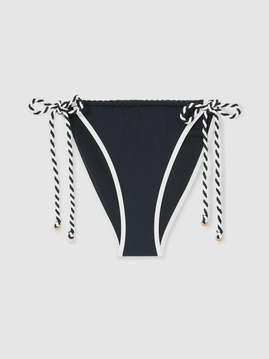 Twist-Strap Tie-Side Bikini Bottoms Navy/White | Womens