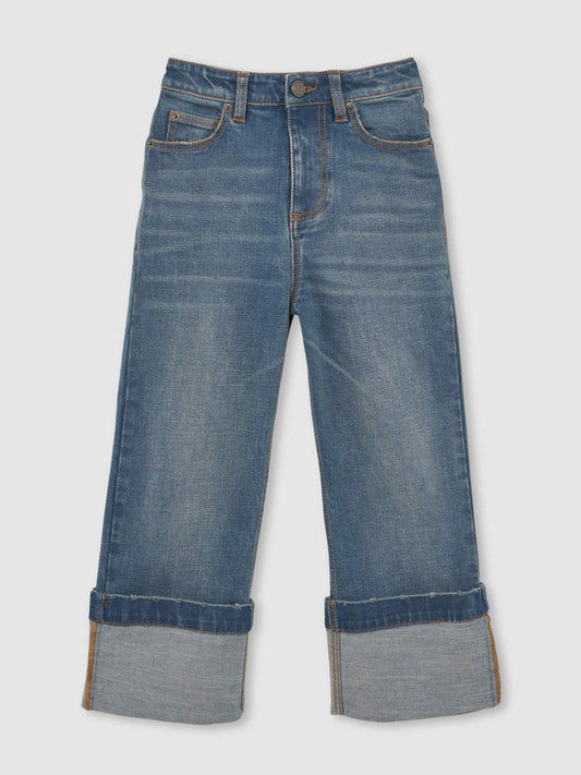 3-9 yrs Straight-Leg Turn-Up Jeans Blue | Children