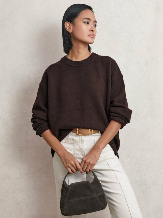Wool-Cashmere Crew-Neck Jumper Plum | Womens