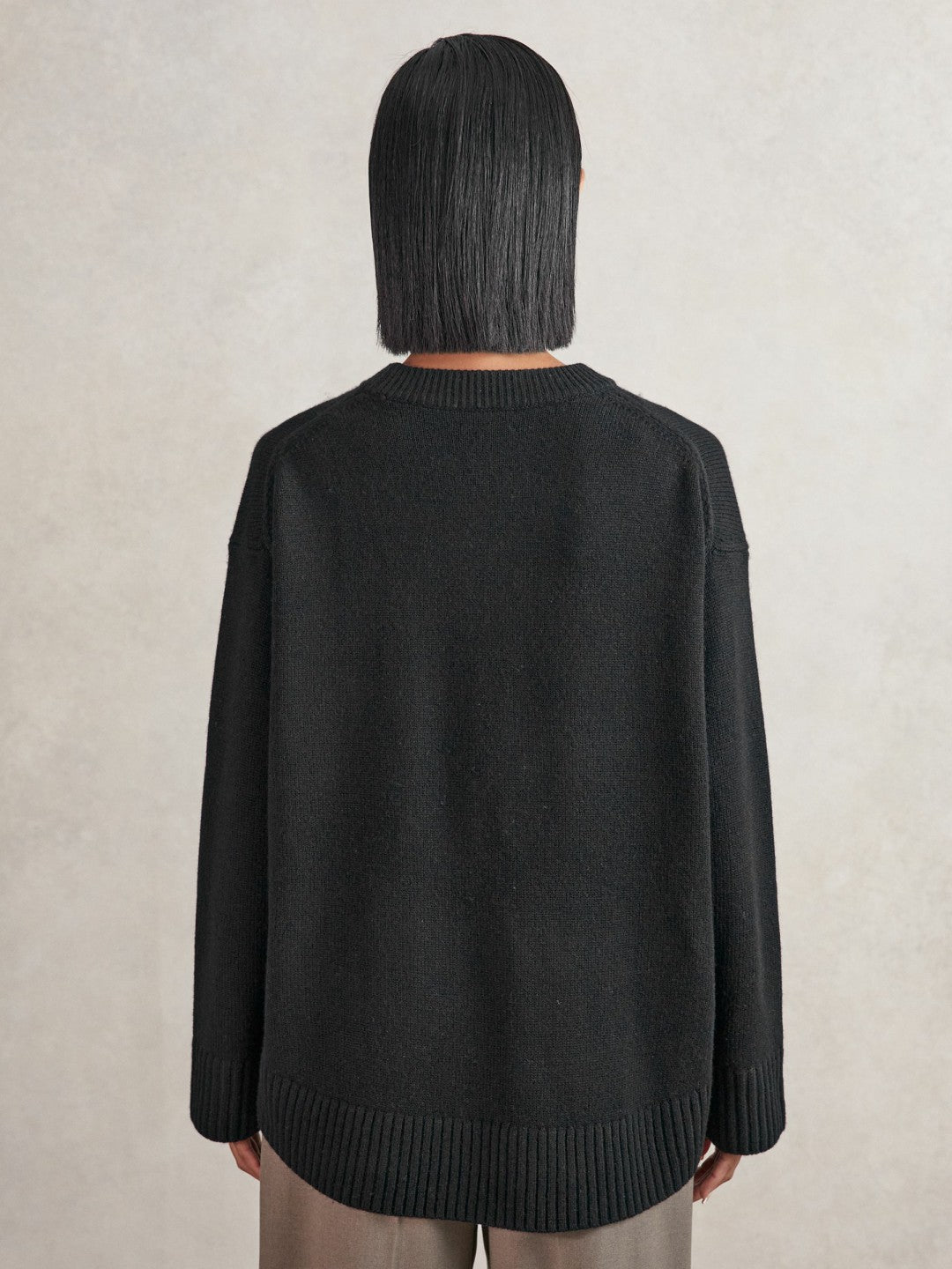 Wool-Cashmere Crew-Neck Jumper Black | Womens