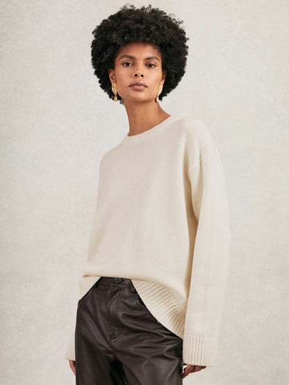 Wool-Cashmere Crew-Neck Jumper Cream | Womens