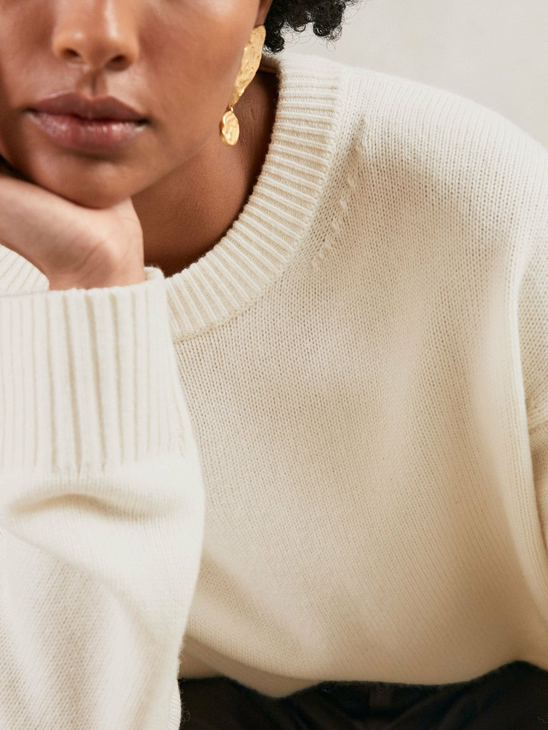 Wool-Cashmere Crew-Neck Jumper Cream | Womens