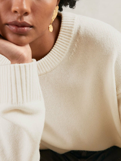 Wool-Cashmere Crew-Neck Jumper Cream | Womens