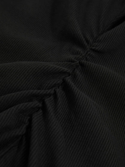 Stretch-Cotton Ribbed Asymmetric Vest Black | Womens