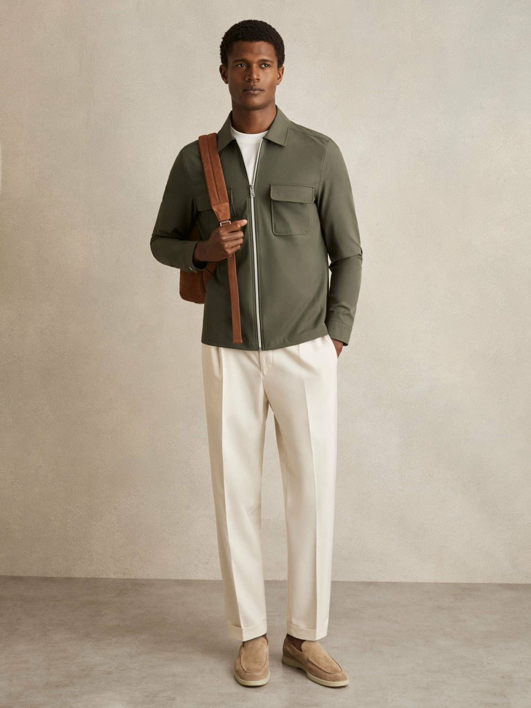 Technical Zip-Through Overshirt Green | Mens