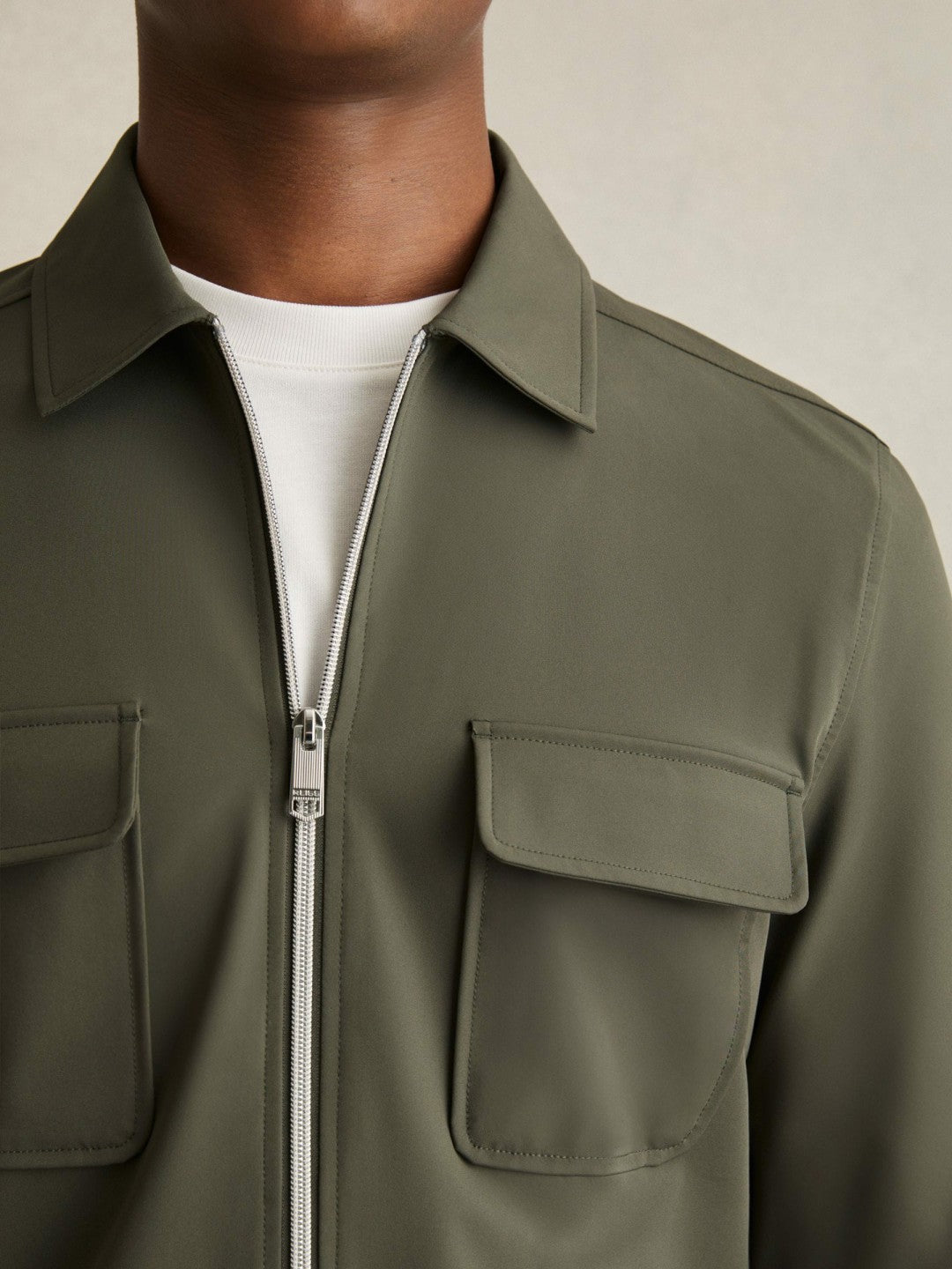 Technical Zip-Through Overshirt Green | Mens