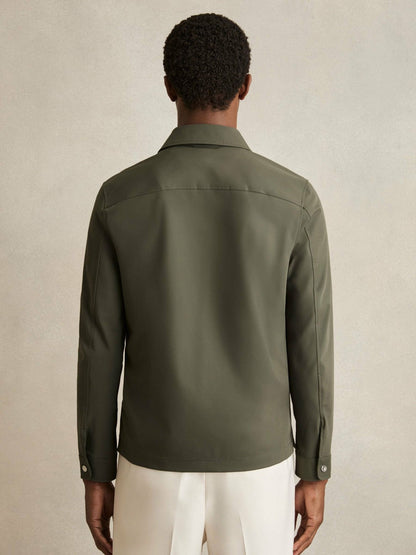 Technical Zip-Through Overshirt Green | Mens