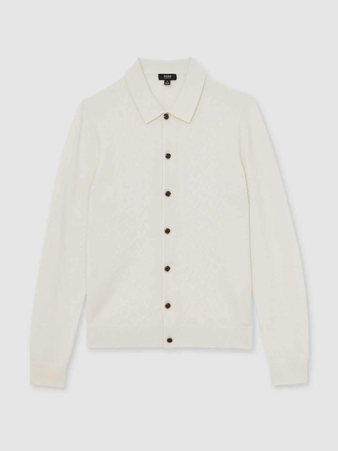 Wool V-Stitch Button-Through Cardigan Off White | Mens