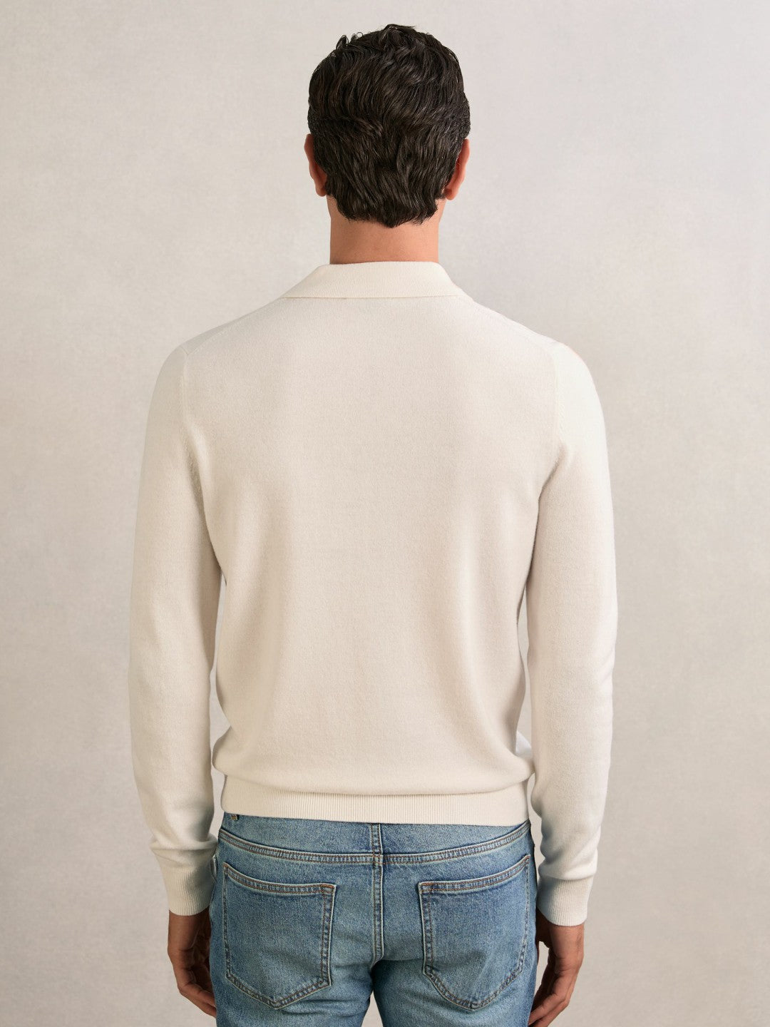 Wool V-Stitch Button-Through Cardigan Off White | Mens
