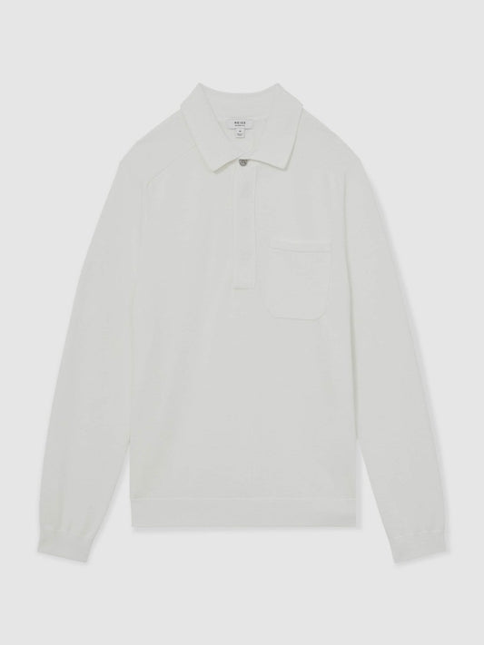 Cotton Concealed Placket Polo Shirt White | Mens