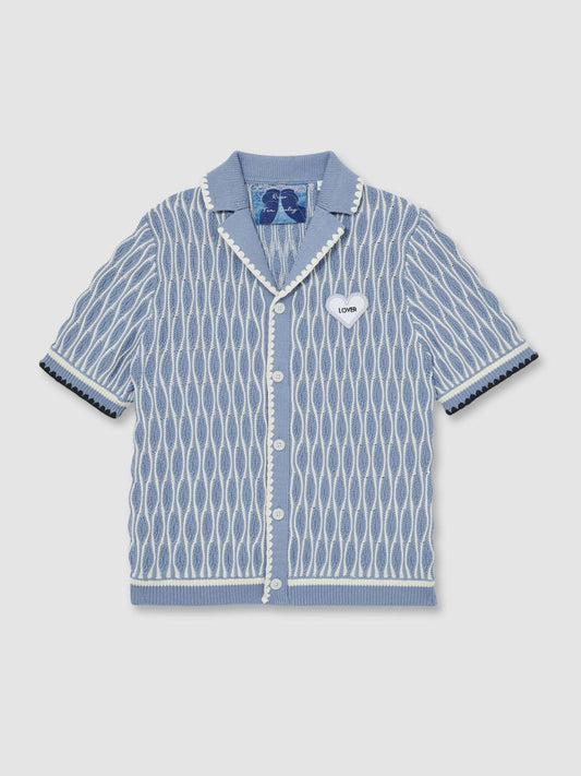 Tom Daley Wave-Knit Shirt Soft Blue/White | Mens