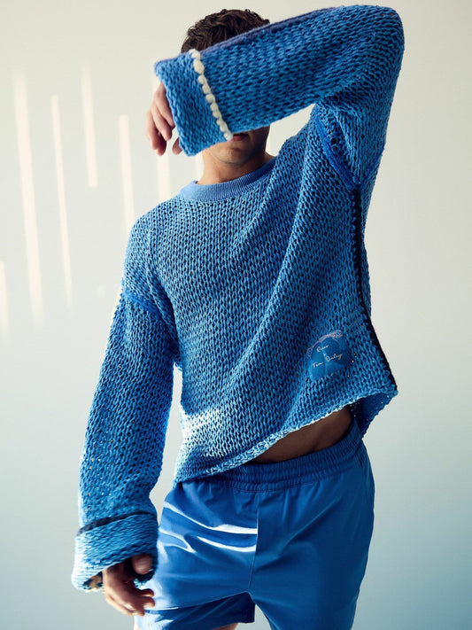 | Tom Daley Chunky Knit Jumper Soft Blue | Mens
