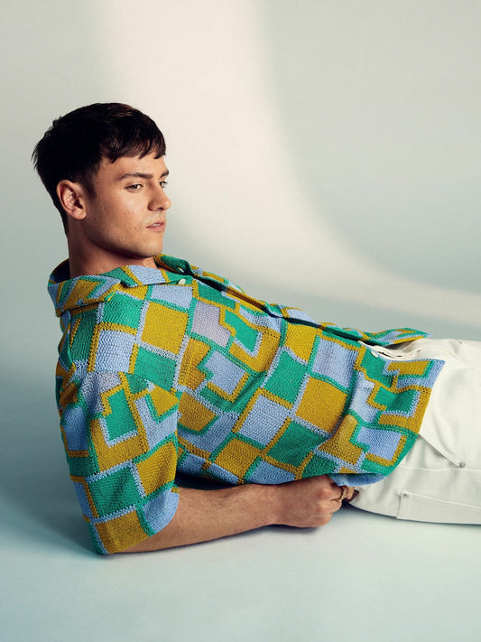 | Tom Daley Tile Crochet Shirt Yellow/Green/Blue Multi | Mens