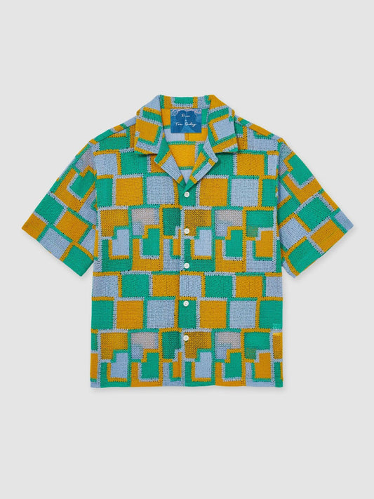| Tom Daley Tile Crochet Shirt Yellow/Green/Blue Multi | Mens