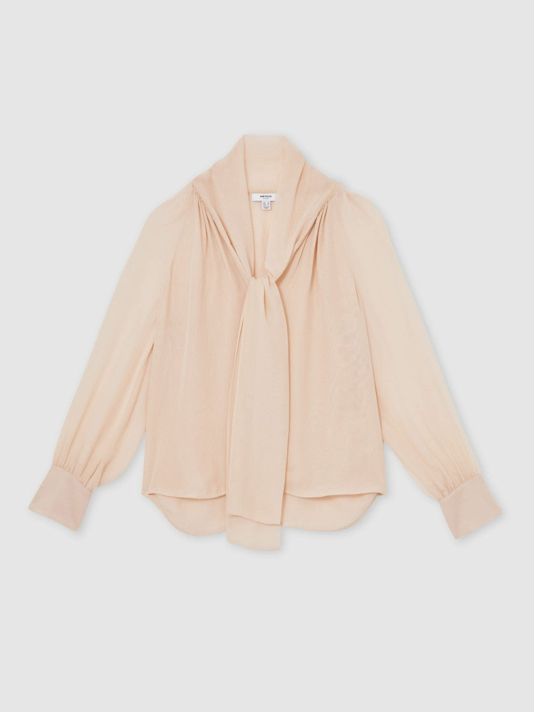 Silk Blend Chiffon Tie-Neck Blouse Pale Pink | Womens