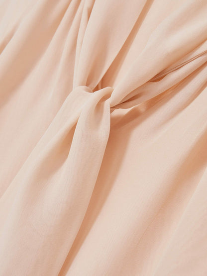 Silk Blend Chiffon Tie-Neck Blouse Pale Pink | Womens