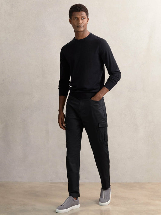 Cotton-Lyocell Cargo Trousers Navy | Mens