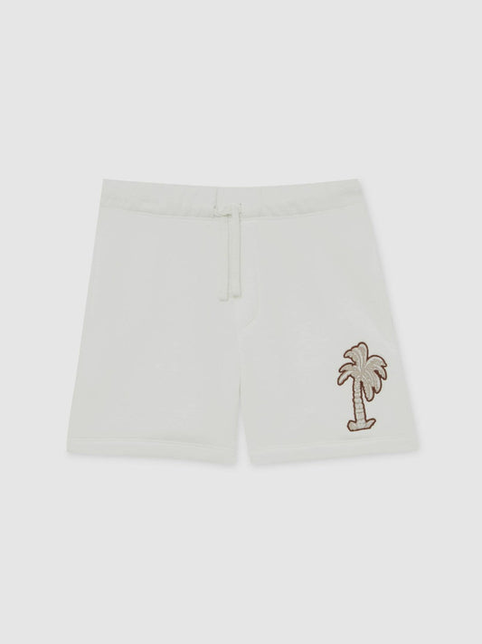 13-14 yrs Cotton Blend Palm Embroidered Shorts Off White | Children