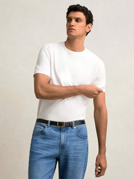 Stretch-Cotton Crew-Neck T-Shirt White | Mens